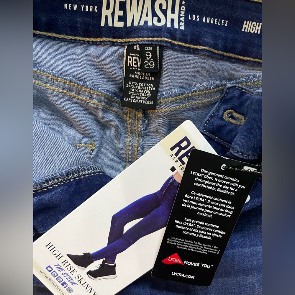 Rewash Dark Denim Cropped Ultra Stretch High Rise Skinny Jeans Jegging 9/29 NWT! - Picture 5 of 5